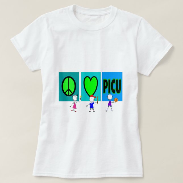 PICU Krankenschwester-Geschenke "FriedensLiebe T-Shirt (Design vorne)