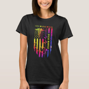 PICU Nurse Flag American USA Pädiatrie Intensive C T-Shirt