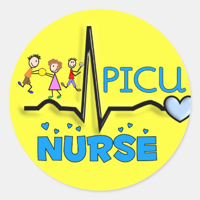 PICU Nurse Geschenke QRS Segment und Kids Design Runder Aufkleber (Vorderseite)