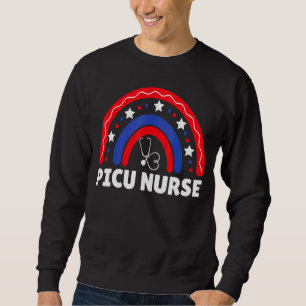 Picu Nurse Patriotic Rainbow Pädiatrische Intensiv Sweatshirt