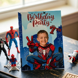 pider-Man Superhero Photo Birthday Party  Einladung