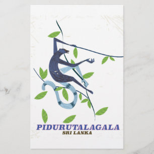 Pidurutalagala Sri Lanka Reiseplakat. Briefpapier