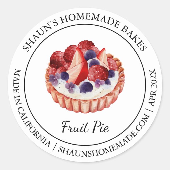 Pie Baking Modernes Label Runder Aufkleber (Vorderseite)
