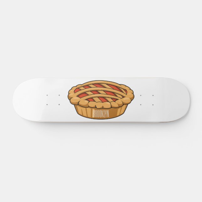 Pie cartoon illustration skateboard (Horizontal)