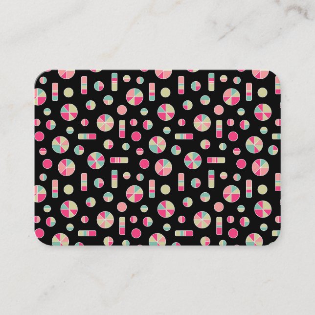 Pie Circles and Bars Pattern 271019v1 - Black Visitenkarte (Vorderseite)