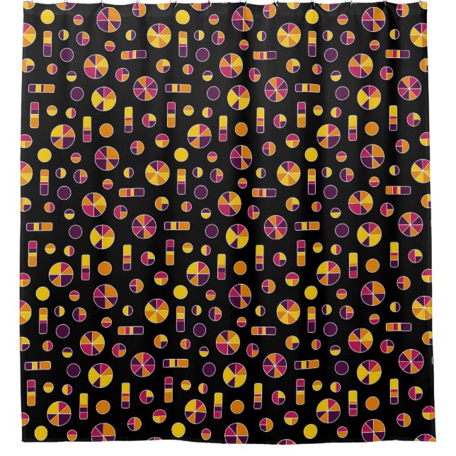 Pie Circles and Bars Pattern 271019v2 - Black Duschvorhang (Vorderseite)