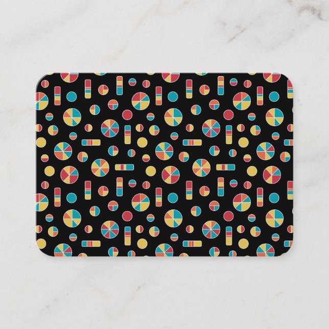 Pie Circles and Bars Pattern 271019v3 - Black Visitenkarte (Vorderseite)