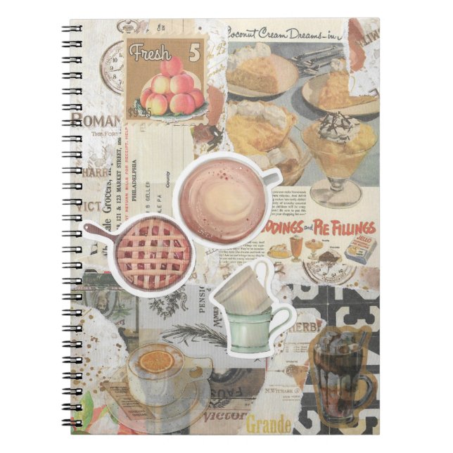 Pie & Coffee Vintag Ephemera Decoupage Notizblock (Vorderseite)