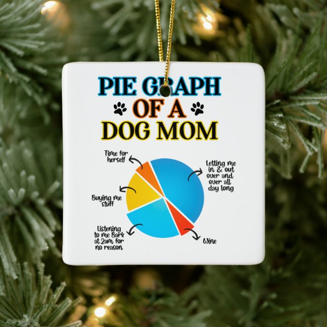 Pie Graph einer Hunde-Mama Keramikornament (Baum)