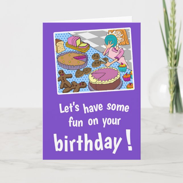 Pie in Face Birthday Card, mit weißen Umschlägen Karte (Vorderseite)