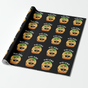 Pie-Land Lustige Insel Wortspiel Dunkler Hintergru Geschenkpapier