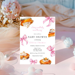 Pie Pink Bow Babydusche Einladung