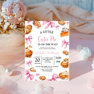 Pie Pink Bow Babydusche Einladung