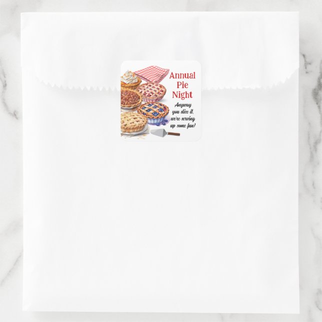 Pie Sharing Night Party Quadratischer Aufkleber (Tasche)