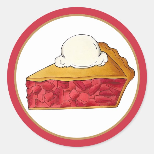 Pie Social Party Dessert Bake Sale Erdbeere Runder Aufkleber (Vorderseite)