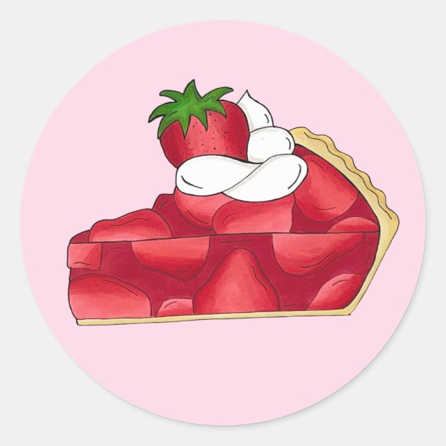 Pie Social Party Dessert Bake Sale Erdbeere Runder Aufkleber (Vorderseite)