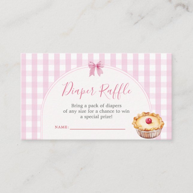 Pie Süsse Pink Gingham Baby Dusche Windelwanne Begleitkarte (Vorderseite)