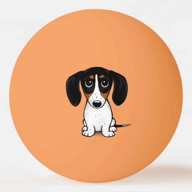 Piebald Dackel Niedlich Cartoon Dog Ping Pong Ball Tischtennisball (Vorderseite)