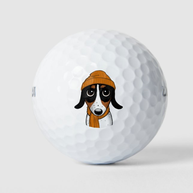 Piebald Dackel Niedlich Hipster Dog Golfball (Vorderseite)