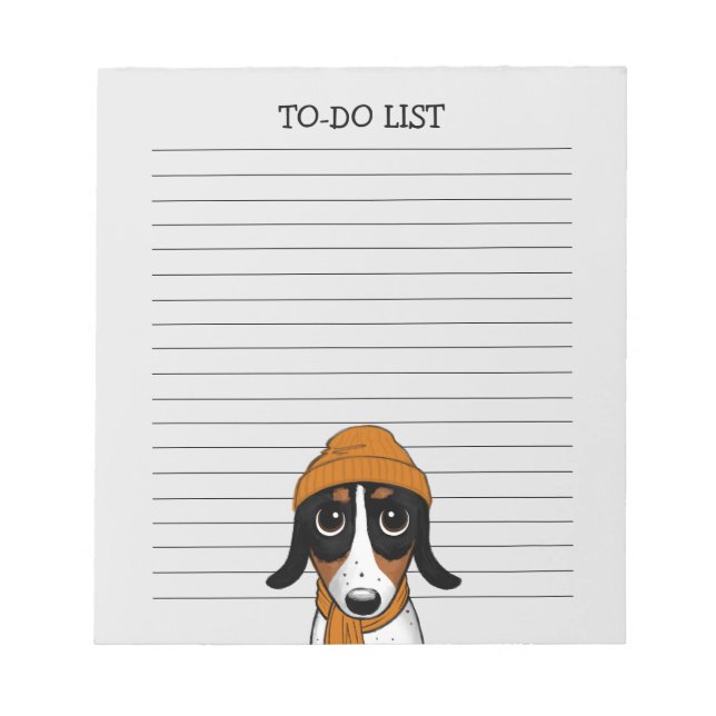 Piebald Dackel Niedlich Hipster Dog Lined Notizblock (Vorderseite)