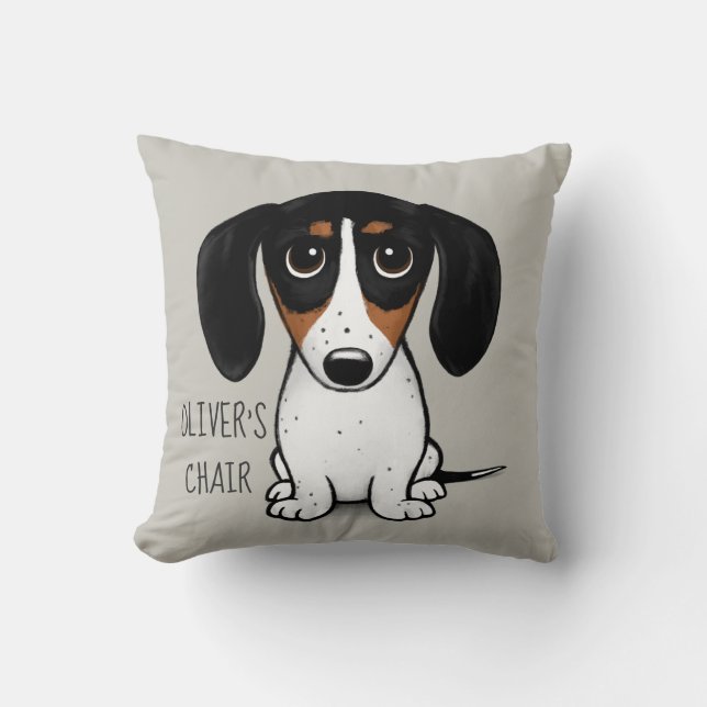 Piebald Dackel Niedlich Hund Personalisiert Kissen (Vorderseite)
