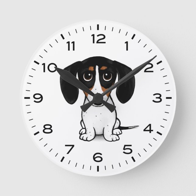 Piebald Dackel Niedliche Dackel Dog Runde Wanduhr (Vorderseite)