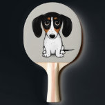 Piebald Dackel | Niedlicher Cartoon Dog Tischtennis Schläger<br><div class="desc">Pingpong Paddle von Piebald Dackel Lover. Schwarze,  braune und weiße Dackel. Ein origineller Cartoon Hund ©Jenn Inashvili.</div>
