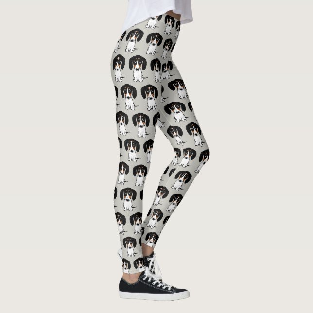 Piebald Dackel | Niedlicher Welpenhund Gemustert Leggings (Rechts)