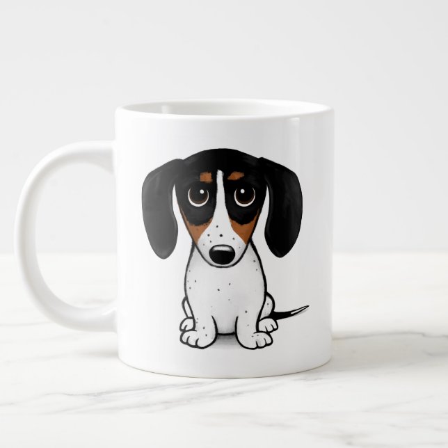 Piebald Dackel | Niedlicher Welpenhund Jumbo-Tasse (Links)