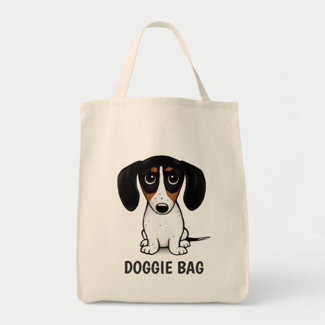 Piebald Dackel | Niedlicher Welpenhund nach Maß Tragetasche (Vorne)