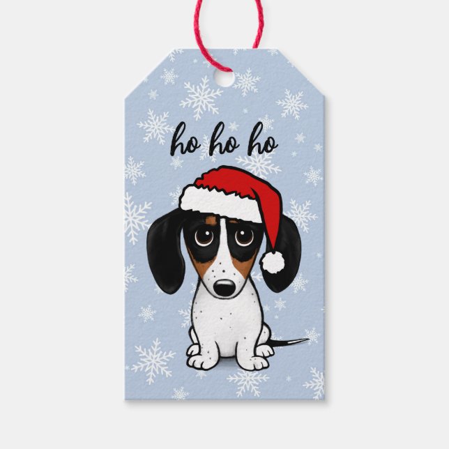 Piebald Dackel Santa Niedliche Dackel Dog Weihnach Geschenkanhänger (Vorderseite)