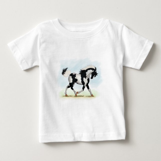Piebald Overo Pinto Pferd Baby T-shirt (Vorderseite)