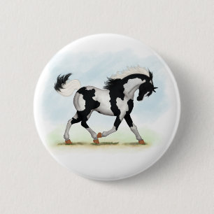 Piebald Overo Pinto Pferd Button