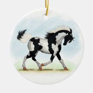 Piebald Overo Pinto Pferd Keramik Ornament
