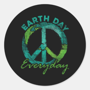 Piece Everyday Earth Day Runder Aufkleber