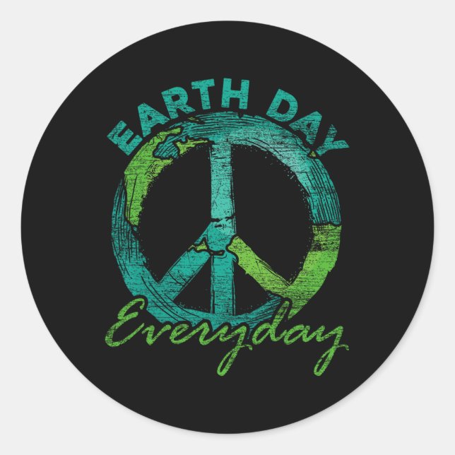 Piece Everyday Earth Day Runder Aufkleber (Vorderseite)