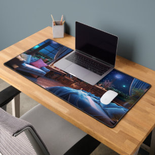 Pièce fantaisiste dans la nuit  Tapis de bureau