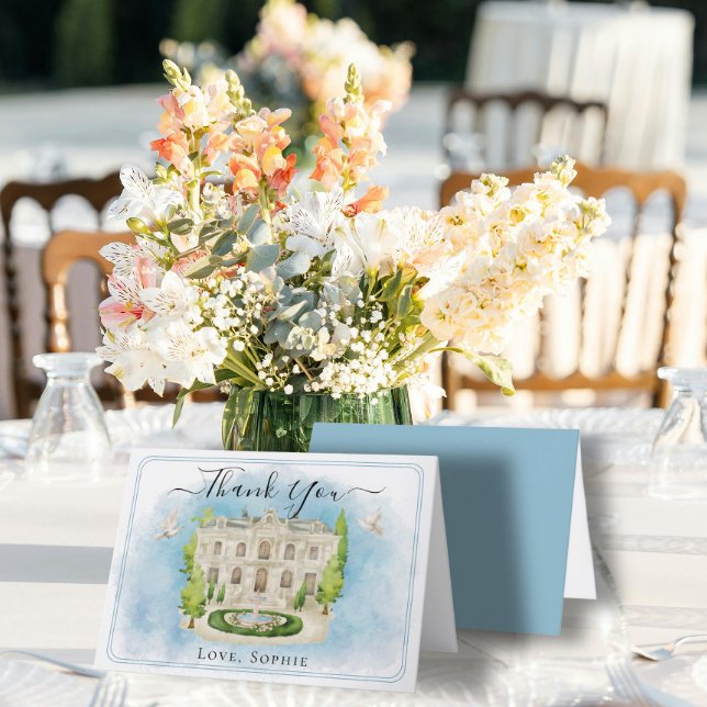 Pièce fontaine fleurie colombes Mariage Carte de r (Créateur téléchargé)