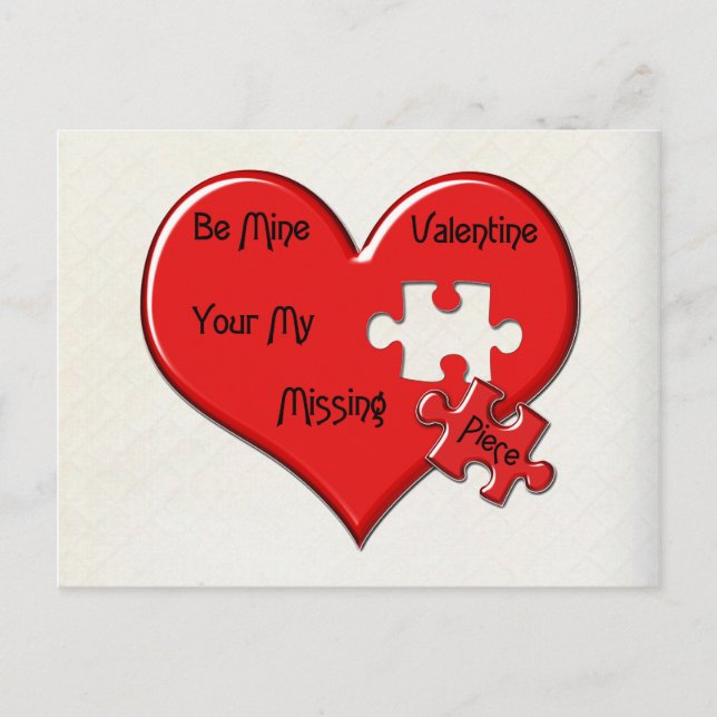 Pièce manquante Valentine Heart Carte postale (Devant)