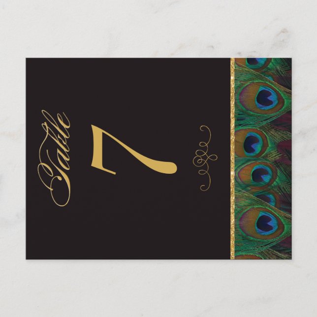 Pièce Peacock Or et Noir Numéro de table (Devant)