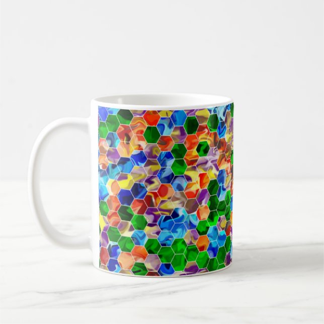 Piecewise Horizontal Hexagons Swirl 11oz Tasse (Links)
