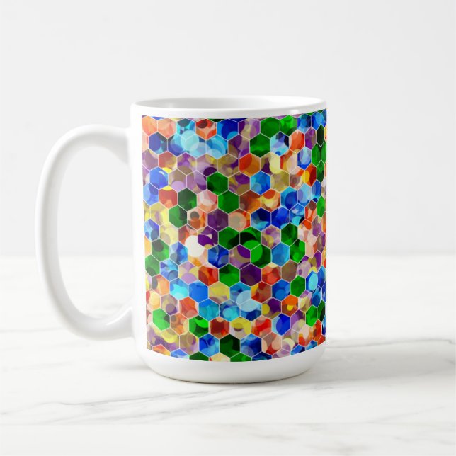 Piecewise Vertikale Hexagons Dot 15oz Tasse (Links)