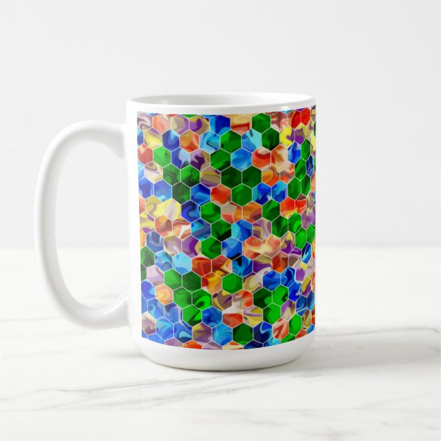 Piecewise Vertikale Hexagons Swirl 15oz Tasse (Links)