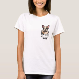 Pied French Bull Dog in Ihrem Pocket T-Shirt
