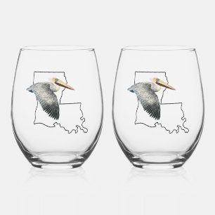 Pied Louisiana Pelican Verre à vin sans pierre - 2 set
