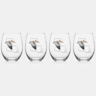 Pied Louisiana Pelican Verre à vin sans pierre - 4 set