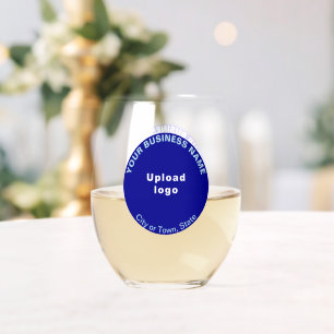 Pied Marque d'affaires ronde bleue sur verre à vin sans