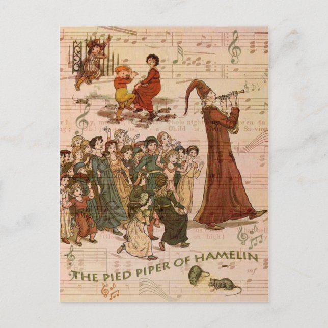 Pied Piper Collage Postkarte (Vorderseite)