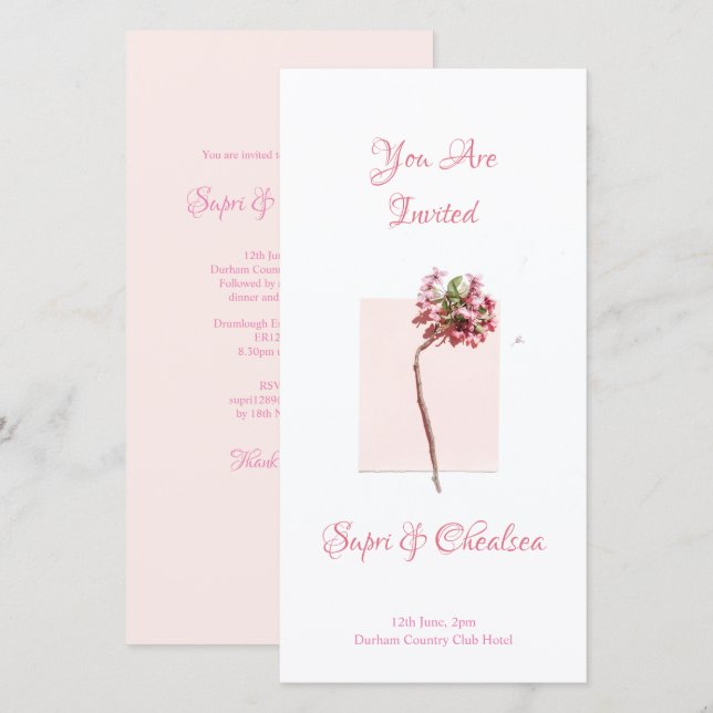 Pied plat pour l'élégante invitation de mariage (Devant / Derrière)