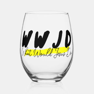 Pied Verre à vin sans tige WWJD – Noir et jaune gras